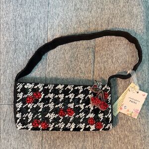 NWT Viral Marshall’s Beaded Cherry Houndstooth Bag